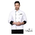 g-apparels white black piping chef coat