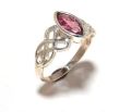 Round Red And Silver tourmaline stone ring