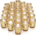 True Overseas Glossy Round Golden Decorative 75ml mercury glass candle holders