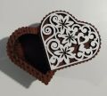 White And BrownBase Polished heart shape teak wood wedding gift box