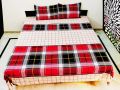 Checkered Cotton Printed Double Bed Sheet
