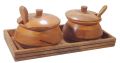 Decorative Mango Wood Bowl with Tray Set of 2 Pcs