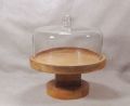 Round Brown Plain Mango Wood Natural Polish fancy wooden cake stand