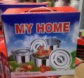 My Home Round silver stainless steel stock pot set