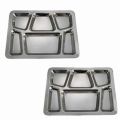Vijay Steel Polished Rectengular Silver Plain stainless steel 6 compartment plate
