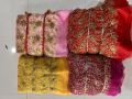 Multi Colour heavy embroidery work net fabric