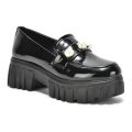 Ladies Black Embellished Chunky Loafer Shoes