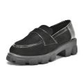 Ladies Glossy Black Slip On Loafer Shoes