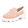 Ladies Pink and White Slip On Loafer Shoes