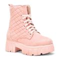 Ladies Pink Lace Up Boots