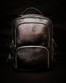 Dark Brown Black Plain leather laptop backpack