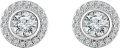 Pave Halo And Center Bezel Set Round Cut Diamond Stud Earrings