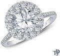 Round pave set side halo accents engagement ring