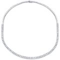 PRONG SET EMERALD DIAMOND AND BEZEL METAL LINK TENNIS NECKLACE