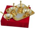 9 Pieces Brass Silver and Gold Plated Bowl Set