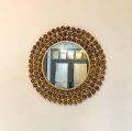 Glass Round Golden metal rose wall decor mirror