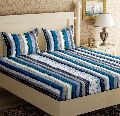 double bed cotton sky blue mix print bed sheet
