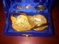 gold plated duck shaped bowl spoon set