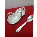 Silver Plated Duck Bowl With Spoon