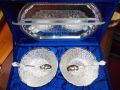 Silver Plated Tray with 2 Bowl and 2 Spoon Set