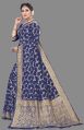 Navy Blue Cotton Banarasi Silk Saree