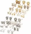 Gold & Silver combo of 24 pair golden silver studded pearl stud earrings