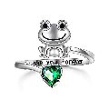 Heart Crystal Love you Forever Frog Design Adjustable Finger Ring