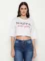 Graphic Print Shift White Crop T-Shirt