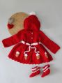 Crochet Handmade Crochet Hooded Winter Red Coat for Kids