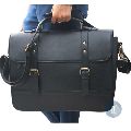 14 Inch Black Leather Messenger Bag