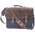Goat Leather And Canvas Brown goat leather canvas mens laptop bag