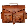 Goat Leather Dark Brown Plain New handmade leather messenger briefcase bag