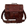 Pure Leather Brown Plain mens handmade shoulder leather laptop bag