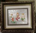 Square 999 silver gods ganesh laxmi saraswati ji photo brown frames momento