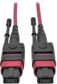 12 Fiber Mpo Trunk Cable Female Push-Pull Om4 Multimode Pink Color Cable