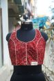 Cotton Natural Dyed Ajrakh Red Stitched Printed ladies fancy stylish sleeveless handwork blouse