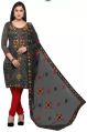 Embroidered kshirsa unstitched black chanderi salwar suit material