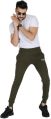 Mens Green Lycra Solid Track Pant With Grip