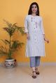 Available in various colours 3/4th Sleeve Stitched Printed Women Cotton Kurti