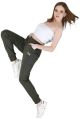 Women Green Lycra Track Pant With Grip and Pai Pin