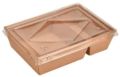 Customized Rectangle Brown Kraft Paper disposable lid food tray
