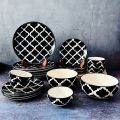 Black Moroccan Hand-painted Ceramic Dinner Set