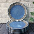 Blue Swirl Hand Painted Ceramic Dinner Plates