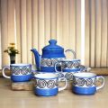 Blue Swirl Hand Painted Ceramic Tea Set