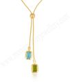 Monica Silver Jewellery Golden multi color gemstone brass pendant
