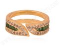 Round Golden Monica Silver Jewellery multi zircon brass ring