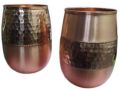 Polished Round half hammered copper glass