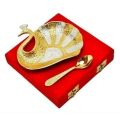 Golden peacock design brass spoon plate
