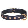 Studded Leather Collar for dogs (Navy Blue)