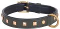 Studded Leather Collar for dogs (Olive Green)
